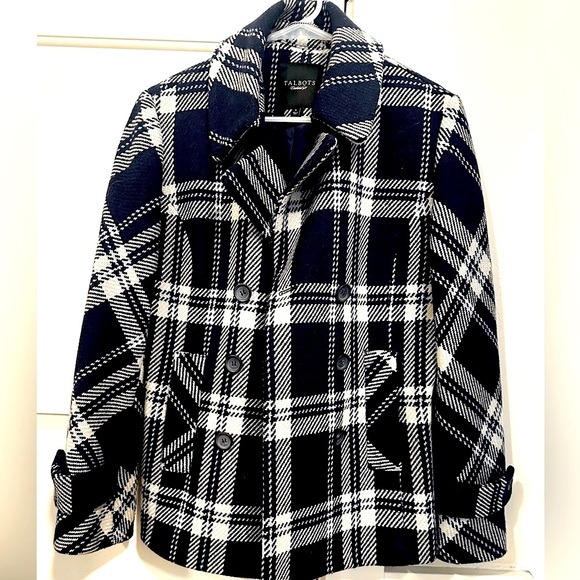 Talbots Double Breasted Plaid Peacoat
Super Cute with Jeans 
Women’s Size 6 - Picture 1 of 10
